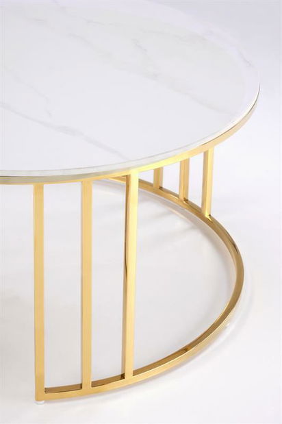 Set 2 ks. konferenčních stolků Mercu 3 (bílý mramor + zlatá)