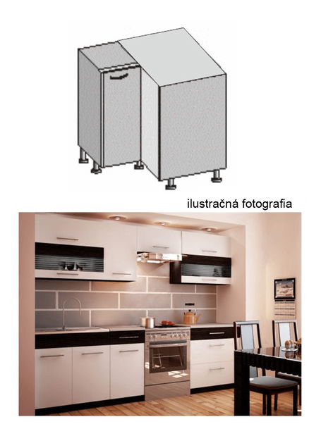 Dolní rohová kuchyňská skříňka DN-88*88 Igo