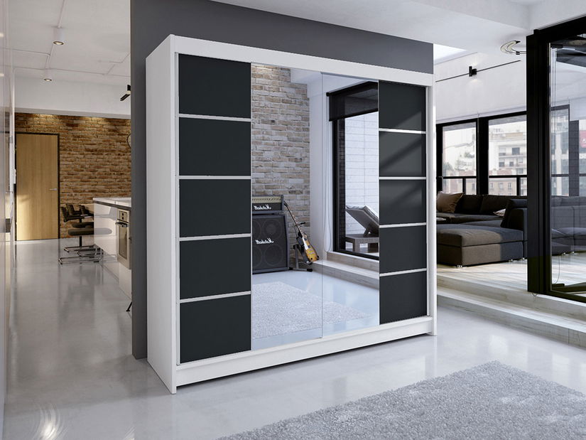 Šatníková skříň Tatiana 5 (bílá + černá)