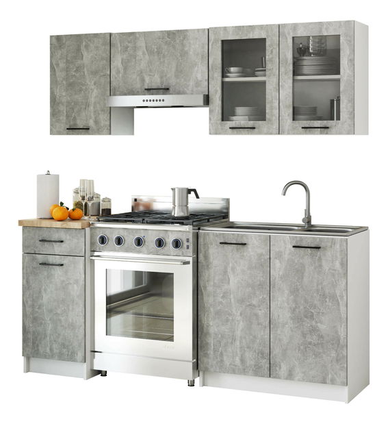 Horní kuchyňská vitrína Organo 580 (bílá + beton)