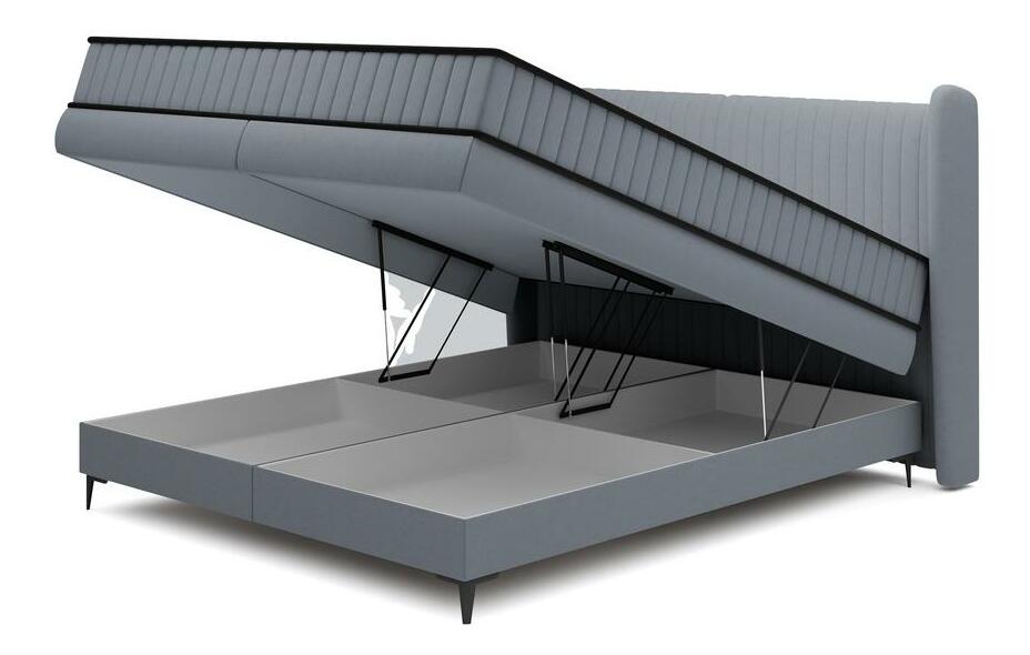 Manželská kontinentální postel 140 cm Dalmo 140 (s roštem) (s úl. prostorem) (grafit + černá)