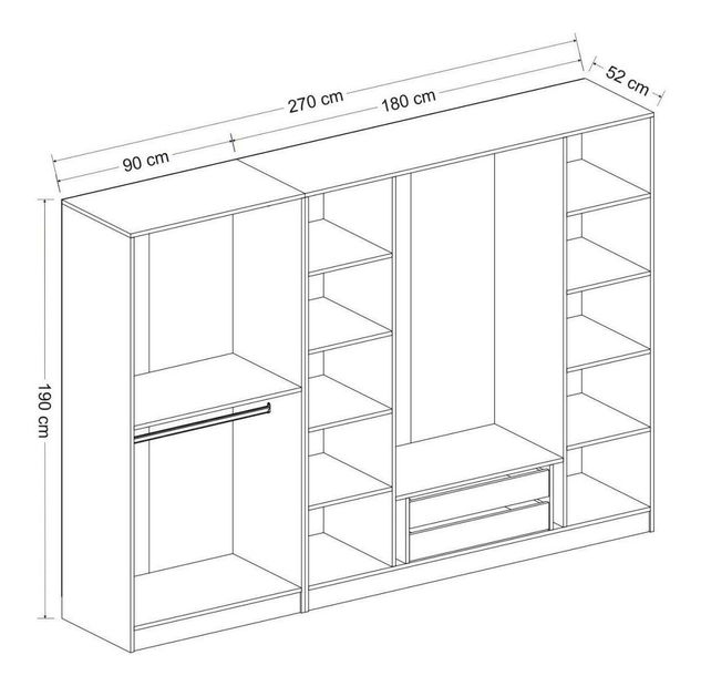 Šatní skříň Kalia 3817 (bílá)