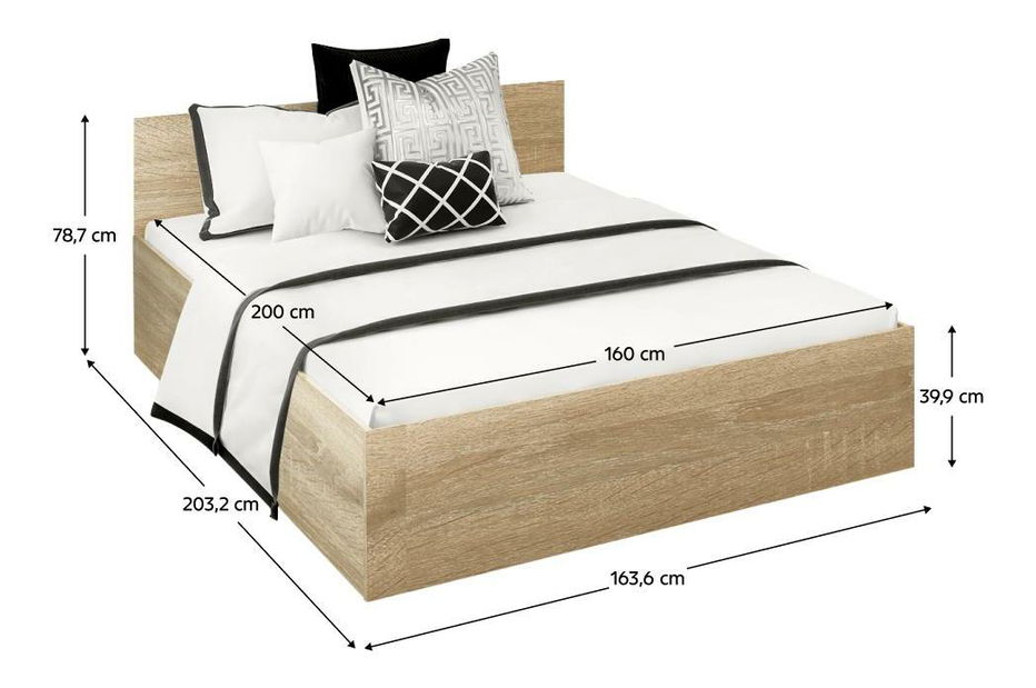 Manželská postel 160 cm Discutibles (dub sonoma) (s roštem) (s úl. prostorem)