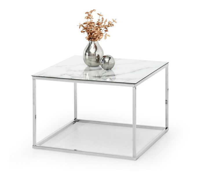 Konferenční stolek Bella M (bílý mramor + chromová)