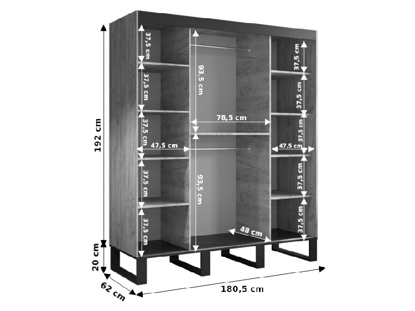 Šatní skříň 180 cm Lennox V1 (dub craft zlatý + černá)