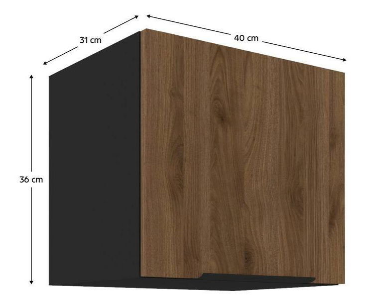 Horní kuchyňská skříňka Monzesa 40 GU 36 1F (ořech okapi + černá)