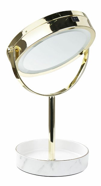 Kosmetické zrcadlo Shevaun (zlatá + bílá) (s LED osvětlením)