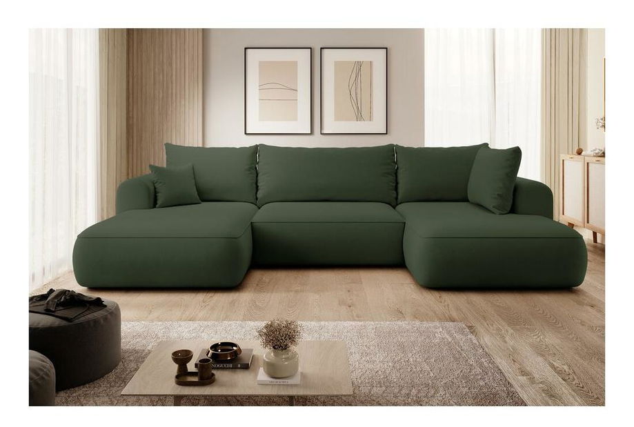Rohová sedací souprava ve tvaru U Olivo U (P) (zelená + černá)