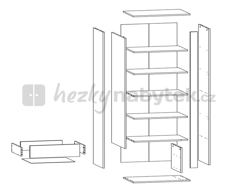 Policová skříň BRW Graphic REG1D2SL lesk bílý