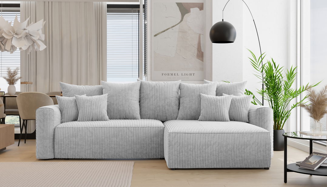 Rohová sedačka Baria (P) (světle šedá)