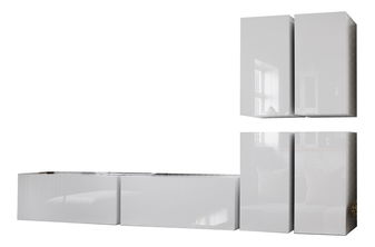 Obývací stěna Brefio (bílá + bílý lesk)