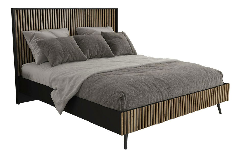 Manželská postel Franc 72 (černé dřevo + borovice atlantická)