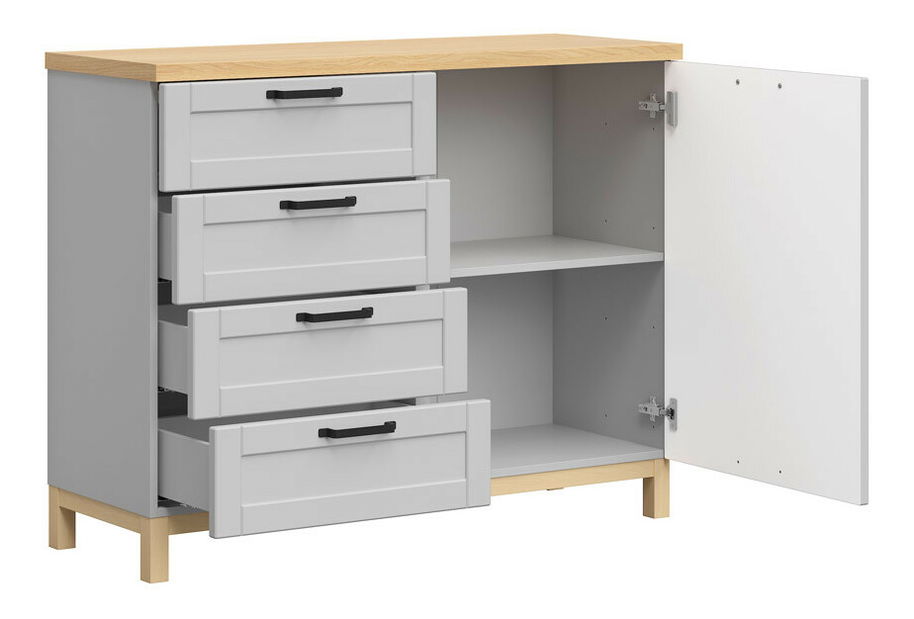 Komoda BRW Haga KOM1D4S (šedá)