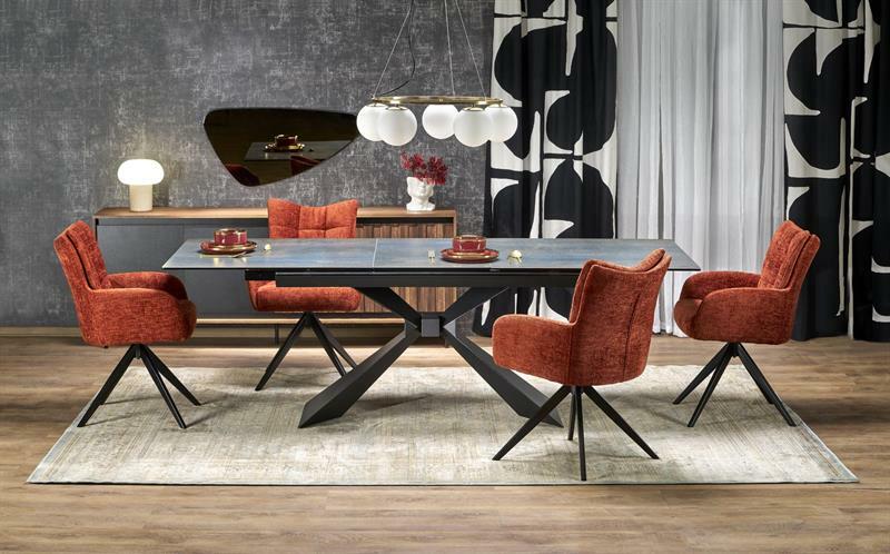 Jídelní stůl Manuello (černý mramor + černá) (pro 4 osoby)