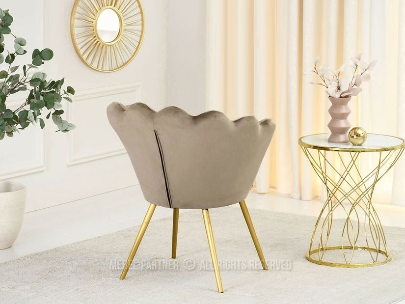 Relaxační křeslo Laziam (béžová + zlatá)