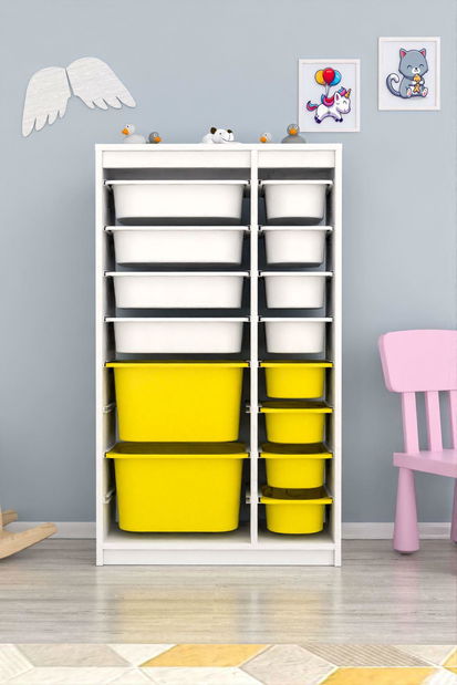 Organizér na hračky Dremonka 6 (bílá + žlutá)