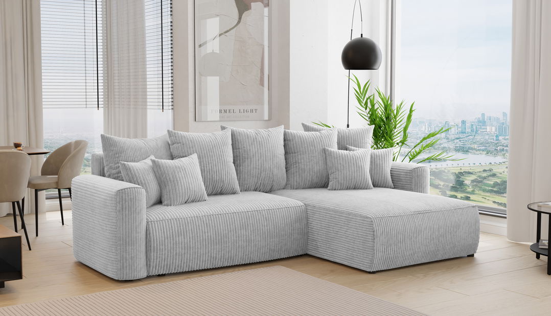 Rohová sedačka Baria (P) (světle šedá)