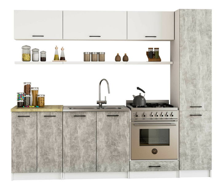 Kuchyňská skříňka na potraviny Organo S 40/205 (bílá + beton)