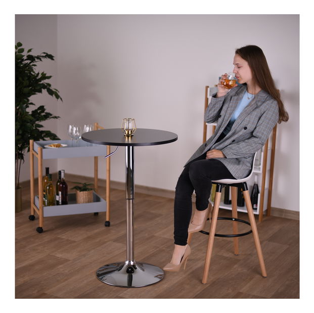 Barový stůl s nastavitelnou výškou Biria (černá + chrom) 