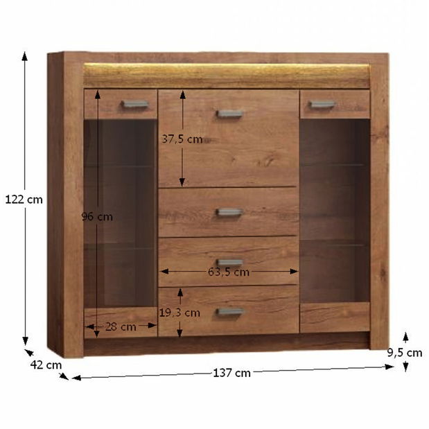 Vitrína Infinity 08 Jasan světlý