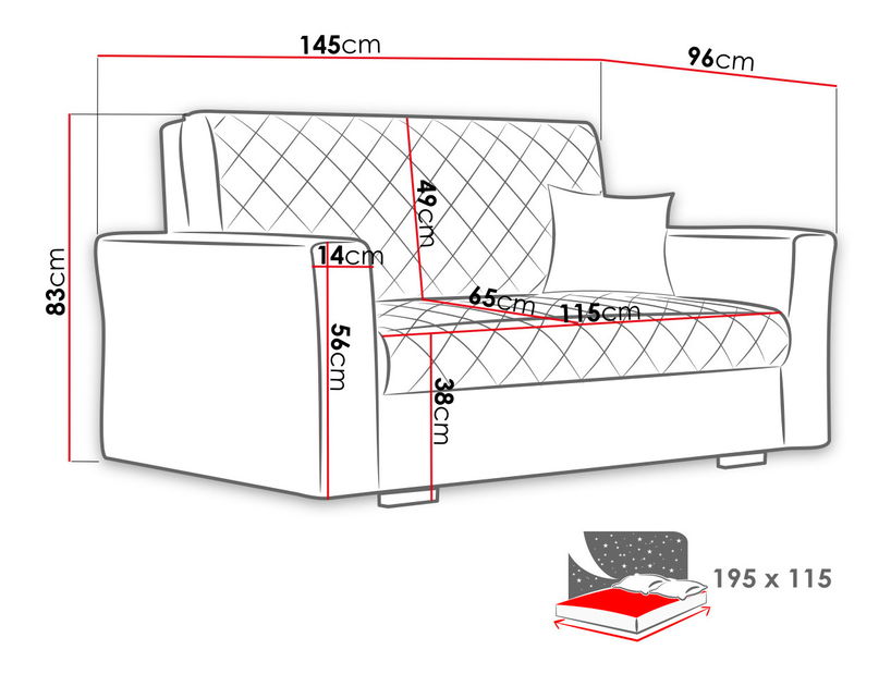 Rozkládací pohovka Carivia Caro II (Zanzibar 182) (s úl. prostorem)