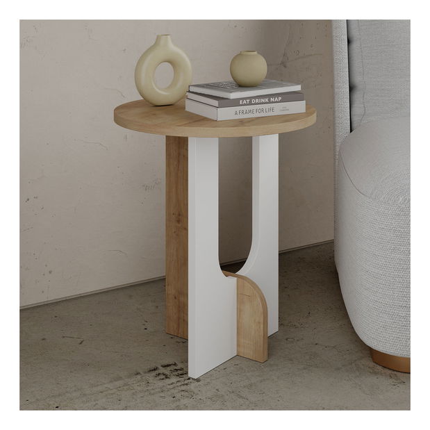 Příruční stolek Luna (dub + bílá)