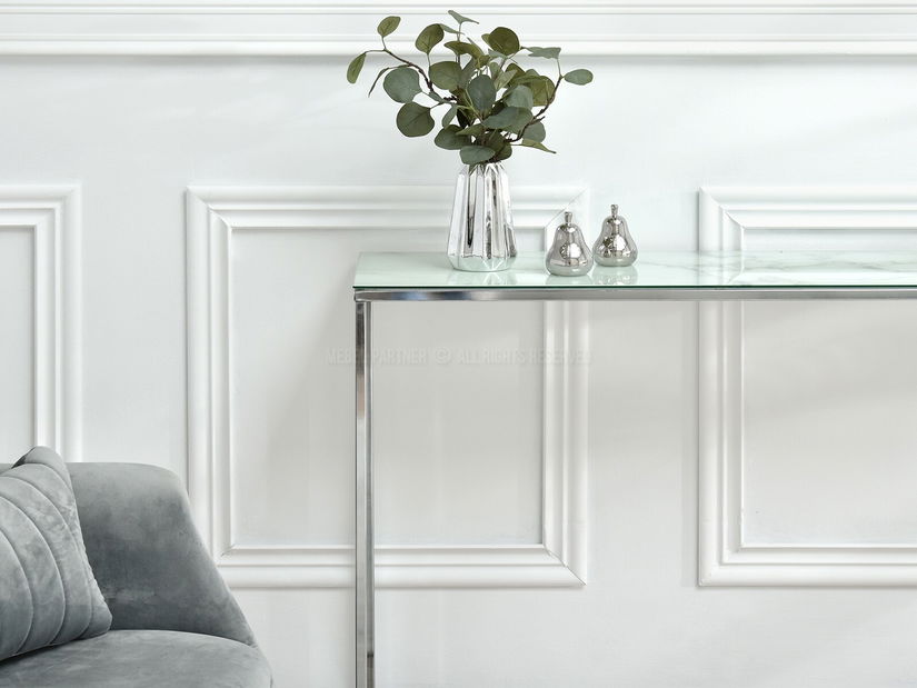 Konzolový stolek Bella Kons (bílá + chromová)