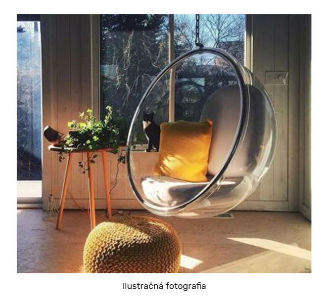 Závěsné houpací křeslo Belgica 1 (transparentní + zlatá + šedá)