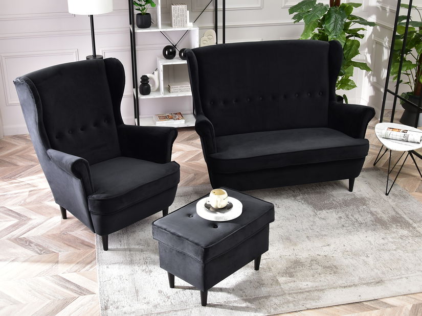 Pohovka dvousedačka ve tvaru ušák Muriera (černá + bílá)