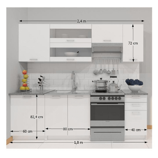 Kuchyně Flor 240 cm (bílá)