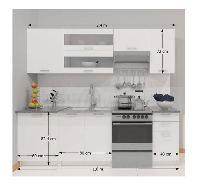 Kuchyně Flor 240 cm (bílá)