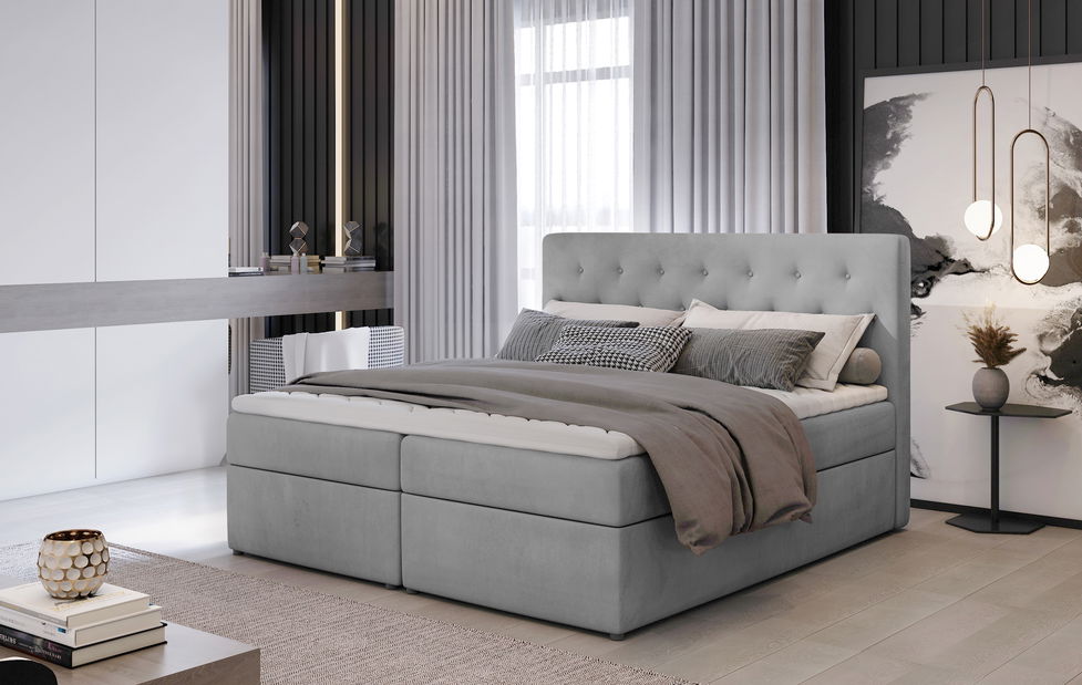 Boxspring postel 180 cm Larra (světle šedá) (s matrací)