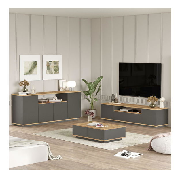 Sestava nábytku do obývacího pokoje Fera 18 (borovice atlantická + antracit)