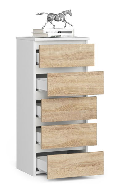 Komoda Cipriano III (bílá + dub sonoma)