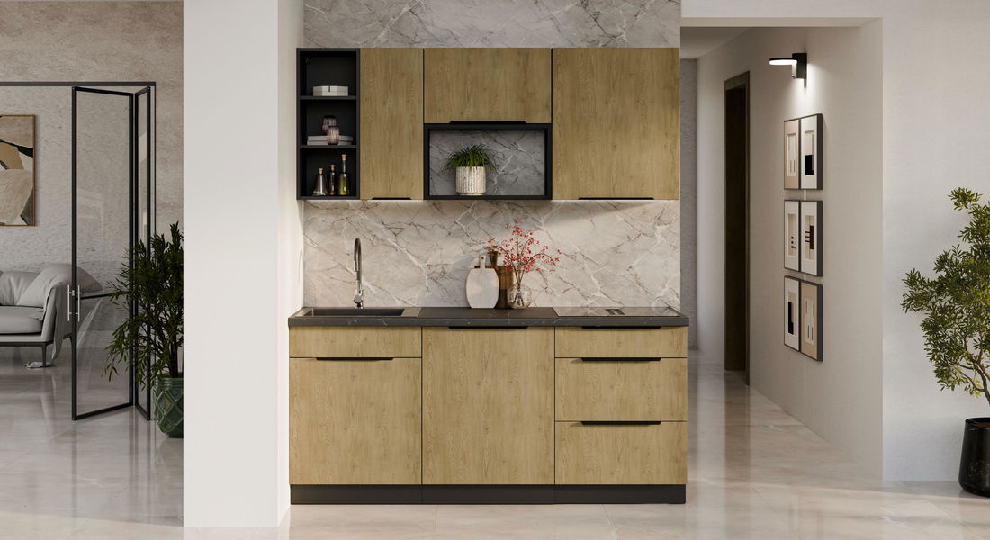 Kuchyně 180 cm Carminia 1 (dub cremona + černá)