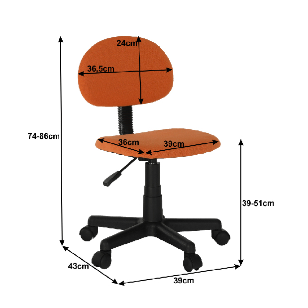 Kancelářská židle Salla (oranžová)