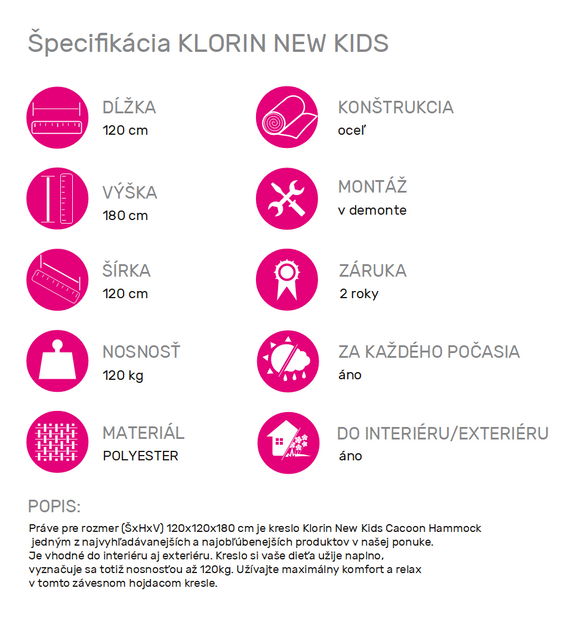 Závěsné houpací křeslo Klarina (červená) (malé)