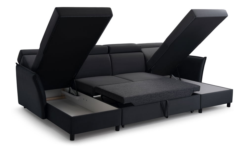 Rohová sedačka Moria U (černá) (L)