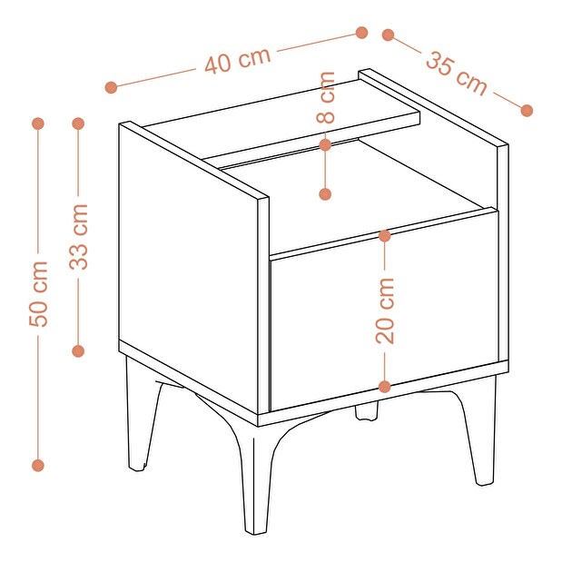 Noční stolek Zuzana (Ořech + Černá)