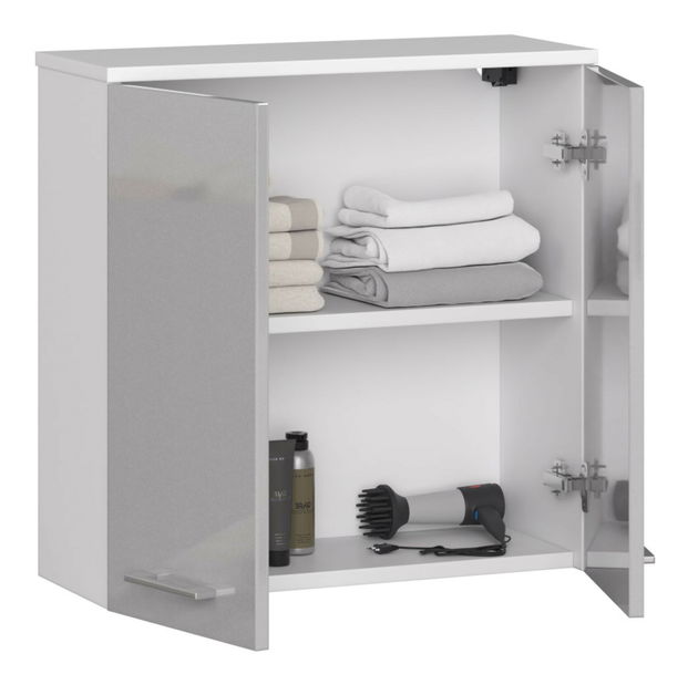 Závěsná koupelnová skříňka Farid TYP5 (bílá + metalický lesk)