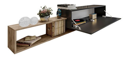 Univerzální TV stolek Karidor (dub wotan + černá)