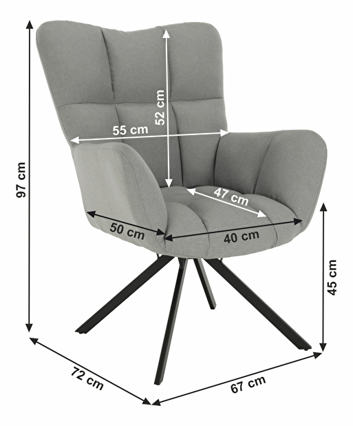 Dizajnové křeslo Komand (šedá)