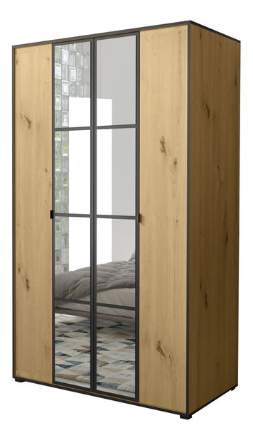 Šatní skříň 120 cm Oklahoma 1 (dub artisan + černá)