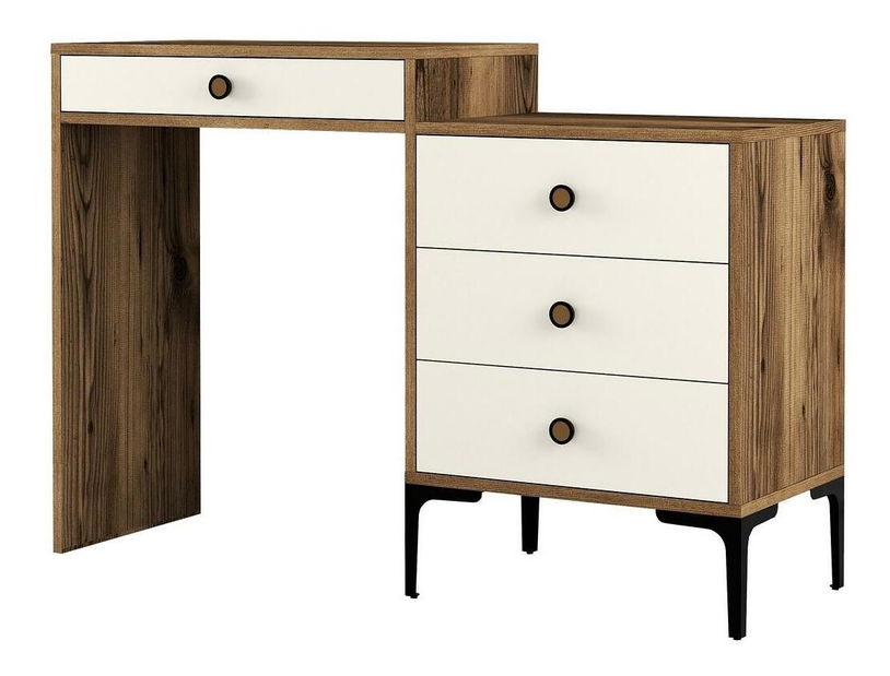 Toaletní stolek Logan 2 (ořechové dřevo + krémová)