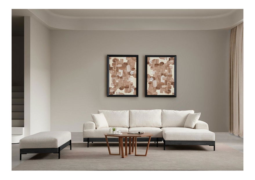 Rohová sedačka Etorella (P) (bílá + černá)