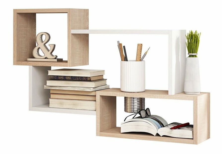 Nástěnná police Cyzara 005 (dub sonoma + bílý)