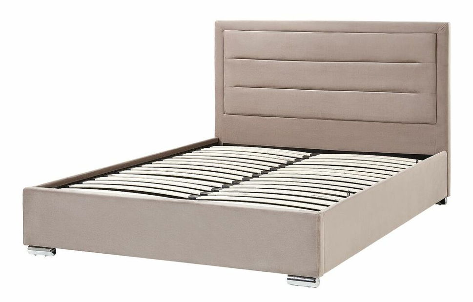 Manželská postel 160 cm Ruthine (béžová) (s roštem a úložným prostorem)