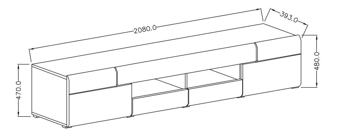 TV stolík Tamie Typ 40 (lesklá bílá + dub sanremo)