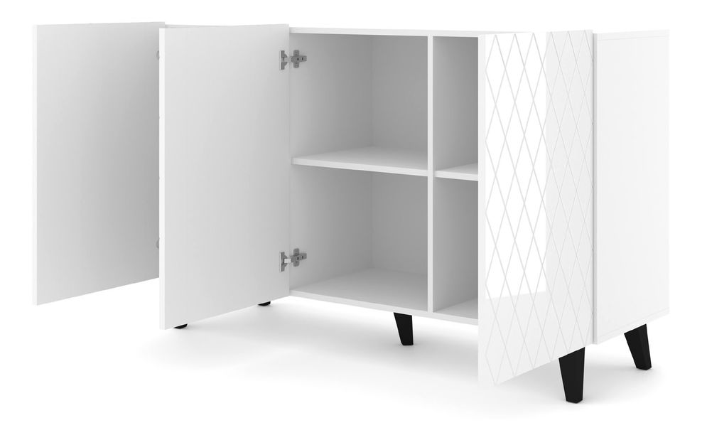 Skříňka Dintanna 145 (bílá + lesk bílý)