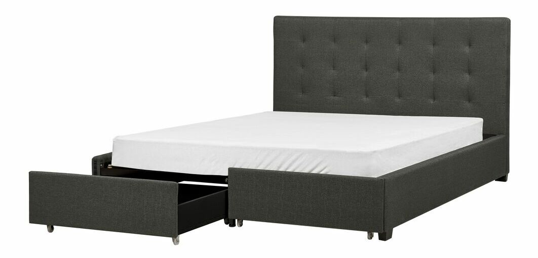 Manželská postel 160 cm Rhiannon (šedá) (s roštem a úložným prostorem)